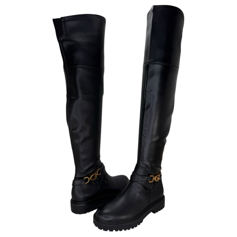 Guess Jellio Black Faux Leather OTK Womens Boots Size 9M - Picture 10 of 12